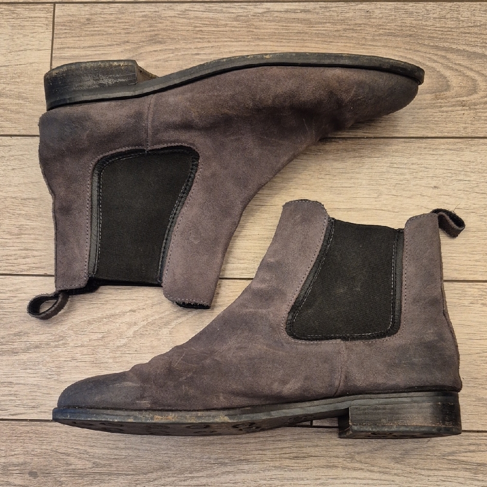 THURSDAY BOOT CO‎ Grey Distressed Leather Sz 9.5 Mens Chelsea Slip On Boots